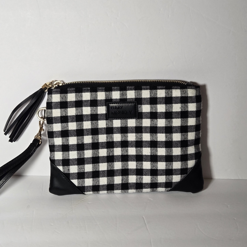 Funky Monkey Wristlet Handbag Faux Leather Purse Clutch 6 1/2 ×9